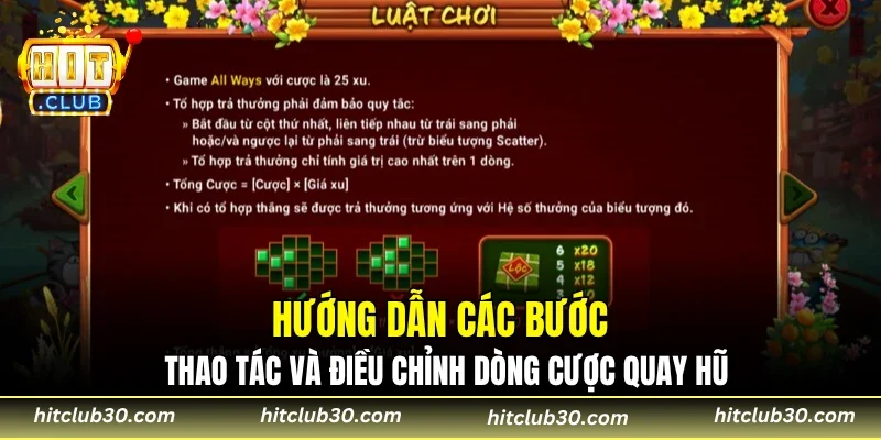 Hướng dẫn các bước thao tác và điều chỉnh dòng cược quay hũ